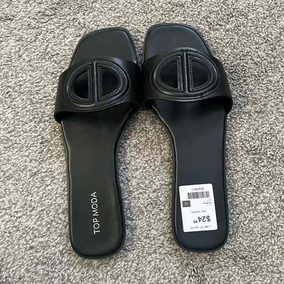 NWT Top Moda Size 10 Black Sandals - Picture 2 of 5